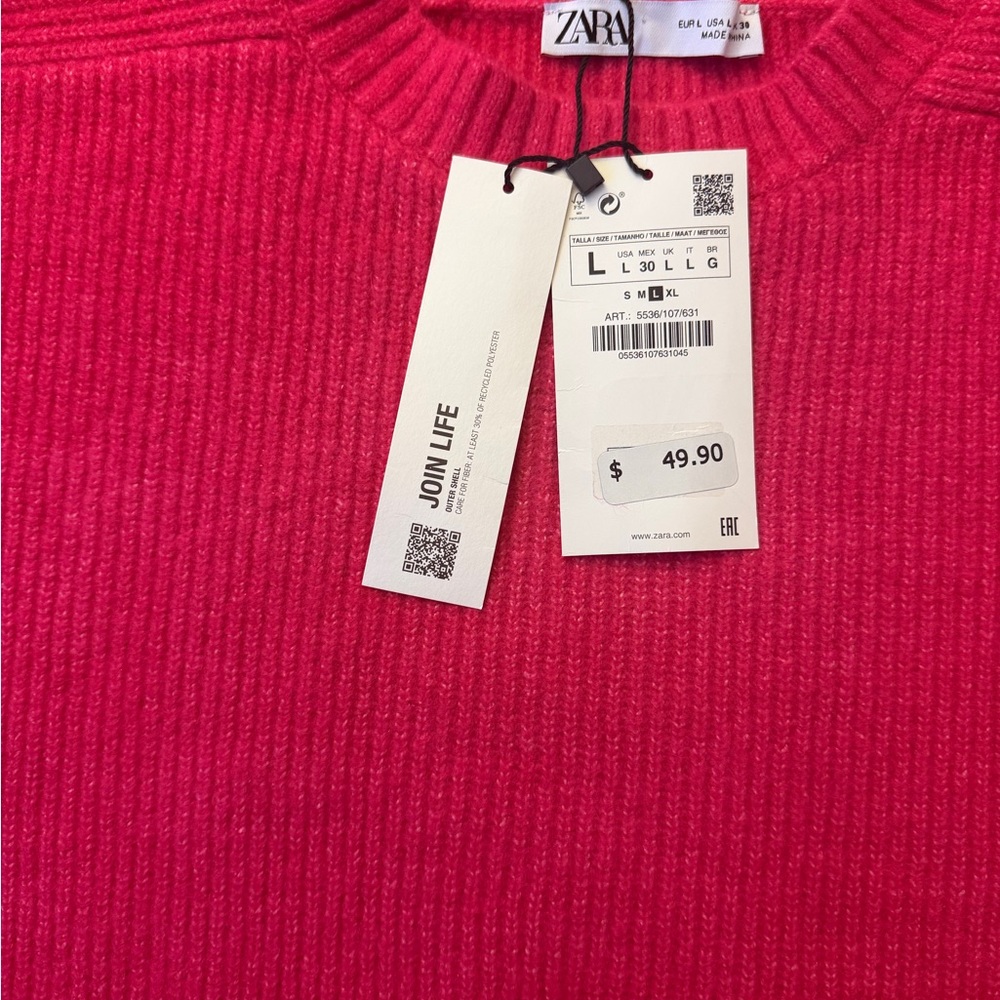 Zara Raspberry Crew Neck Sweater - Picture 2 of 4